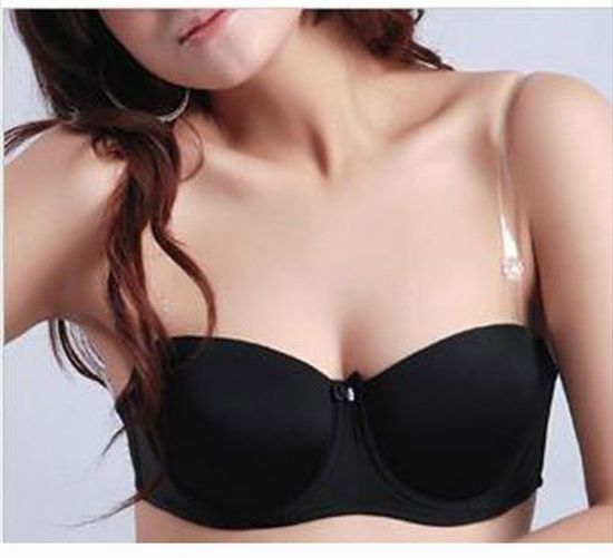 CLEAR BRA STRAPS TRANSPARENT INVISIBLE DETACHABLE ADJUSTABLE METAL HOOK